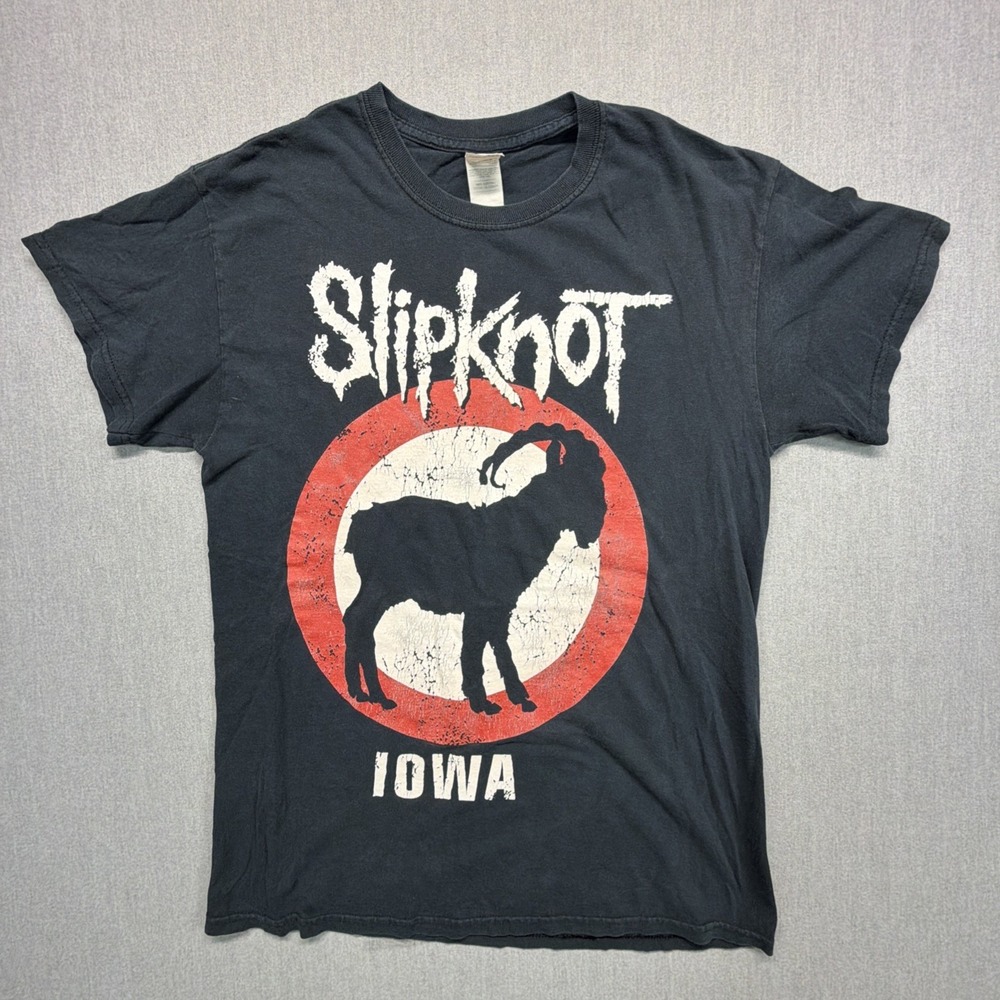 Vintage Slipknot Iowa Tour Band Shirt Goat Print Rare Mens Size Medium Y2K - Picture 1 of 5